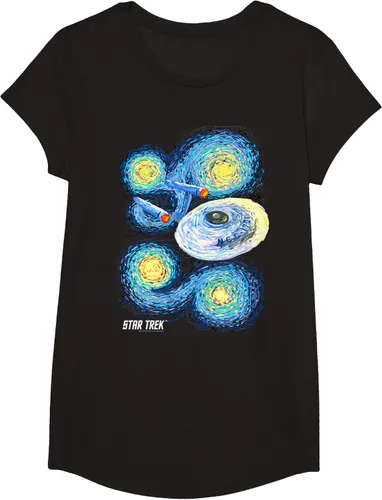 Vista 5 de Star Trek Camiseta de pintura de noche estrellada de la serie original, Negro, S