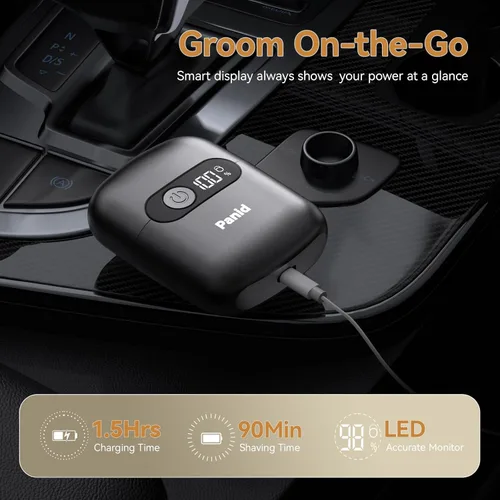 Vista 4 de Afeitadoras eléctricas de aluminio para hombres, mini maquinilla de afeitar eléctrica mejorada con 3 cuchillas flotantes, pantalla LED, USB-C