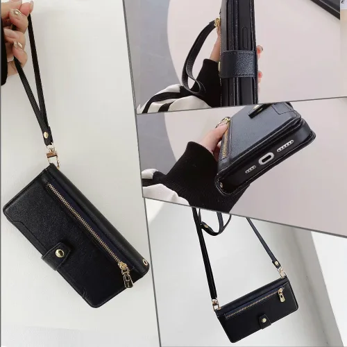 Vista 7 de Funda compatible con Huawei Nova 2S Cartera con cremallera 【Ranura para 6 tarjetas】【Soporte abatible】【Cierre magnético】 【Funda para teléfono】Cordón