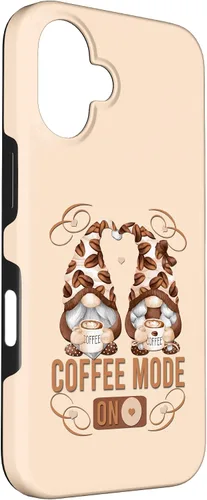 Vista 3 de iPhone 16 Funny Coffee Mode On For Women With Cute Coffee Gnomes Case