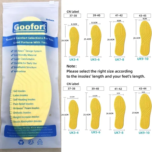 Vista 6 de Goofort Plantillas ortopédicas para corregir la postura para mujeres y hombres, plantillas de gel 4 en 1, plantillas de gel para pies planos