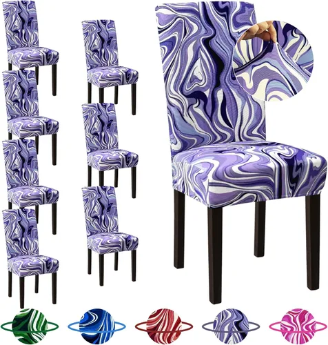 Vista 72 de Sufdari Juego de 4 fundas para sillas de comedor, color beige, antideslizantes, de elastano, elásticas, para comedor, hotel (Grande)