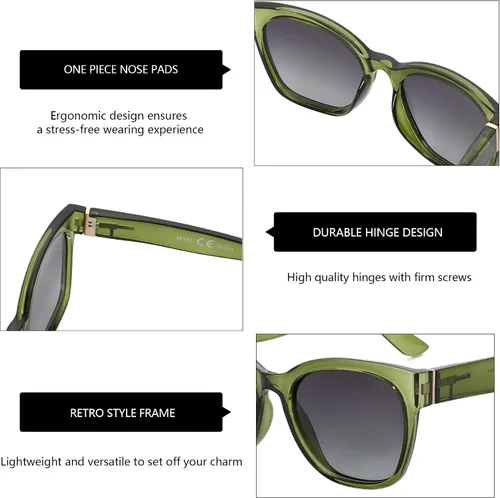 Vista 3 de ZENOTTIC Cateye - Gafas de sol polarizadas para mujer, gafas de sol de gran tamaño, protección UV400, estilo retro