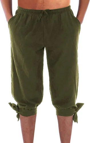Vista 2 de Pantalones al tobillo para hombre, tipo medieval, vikingos, traje de navegante o pirata, pantalones renacentistas, góticos