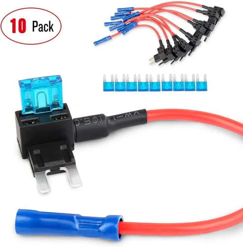 Vista 2 de Nilight - 50034R - Adaptador de fusible de 12 V para automóvil Add-A-Circuit, mini Atm Apm Blade Fuse Holder con 120 piezas Mini Blade Fusible