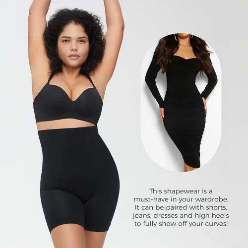 Vista 5 de AMRIY Fajas moldeadoras para mujer, control de abdomen, cintura alta, moldeadoras de cuerpo, pantalones cortos con levantamiento de glúteos, faja