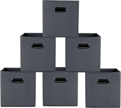 Vista 11 de Yunkeeeper - Contenedores de almacenamiento, cubos organizadores de tela con asa, cubos plegables para almacenamiento de tela o accesorios, 11 x 11