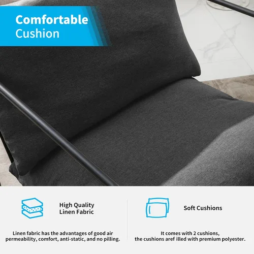 Vista 7 de Silla tipo cabestrillo, silla de acento suave con marco de acero, cómoda silla reclinable con cojín suelto para lectura para sala de estar, sala