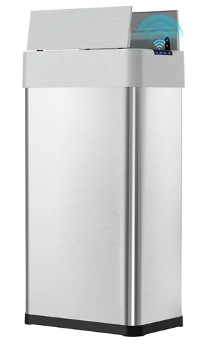 Vista 11 de Arlopu Basurero automático de 18.5 galones, cubo de basura de acero inoxidable con sensor de movimiento de 70 pulgadas, papelera cepillada sin