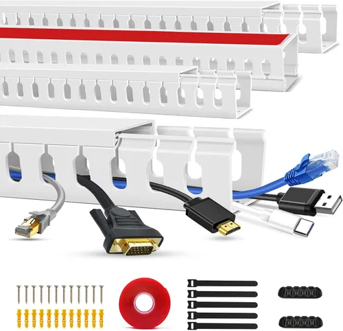 Vista 9 de Kit de canaleta de gestión de conductos de cable, 31.4 pulgadas (2 x 15.7) Gestión de rack de servidor, ocultar cables HDMI VGA de red, canal