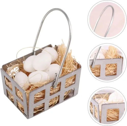 Vista 3 de Kisangel 1 Set Mini Cesta de Huevos Miniatura Casa de Muñecas Comida 1: 12 Escala Accesorios de Casa de Muñecas Accesorios de Jardín de Hadas Micro