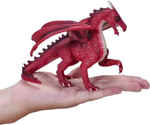 Vista 5 de MOJO Figura pintada a mano con réplica de juguete realista de dragón rojo