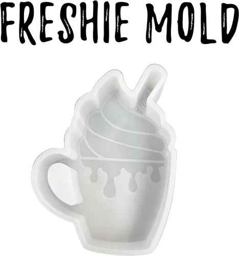 Vista 3 de Vaso de chocolate caliente con mango de crema batida, molde de silicona Freshie de 4 x 3 x 1 pulgadas para cuentas aromáticas perfumadas