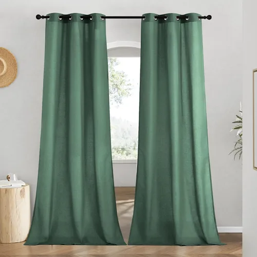 Vista 209 de NICETOWN - Cortinas de lino angora para ventana de cocina sobre el fregadero, con ojales, lino grueso angora, tratamientos cortos para ventanas