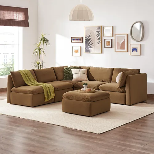 Vista 29 de mopio Sofá Seccional Modular de Gran Tamaño con Fundas Completamente Extraíbles y Almacenamiento, Convertible en Forma de U, en Forma de L