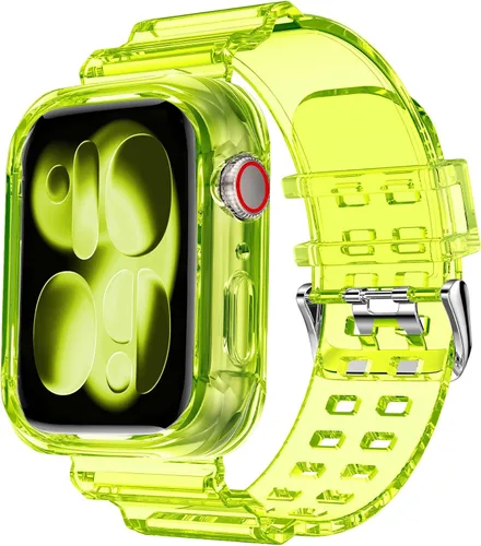 Vista 32 de DABAOZA - Correa transparente compatible con Apple Watch de 1.772 in y 1.732 in, con purpurina transparente Women Men,Glitter Bling TPU