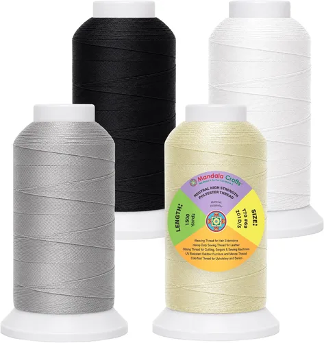 Vista 52 de Mandala Crafts Airforce Blue Tex 70 - Hilo de poliéster para tapicería 1500 Yds T70 UV Resistant Strong Thread for Leather Sewing, Marine