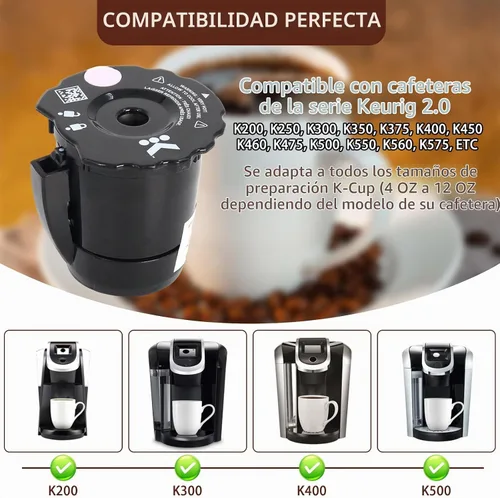 Vista 6 de K250 - Filtro de café molido reutilizable compatible con Keurigg My K Cup 2.0 1.0 K300 K350 K375 K400 K450 K475 - Filtro de café molido recargable