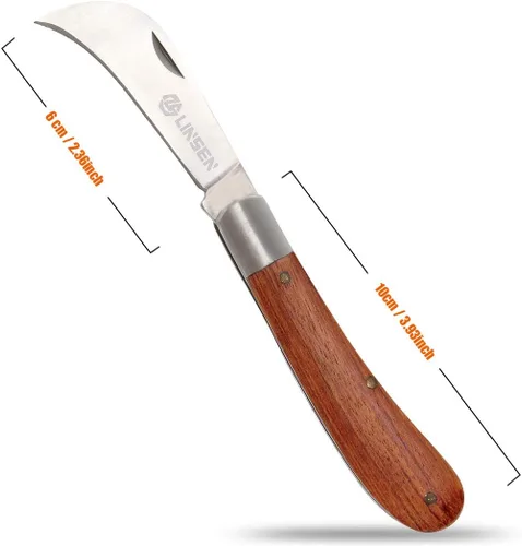 Vista 2 de Cuchillo de poda de jardín de acero inoxidable, cuchillo de bolsillo plegable para injertos, deshierbe, brotación, herramienta de corte múltiple