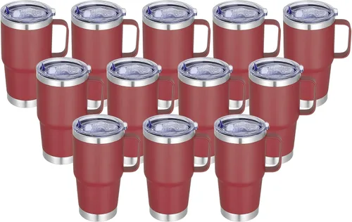 Vista 31 de Vaso térmico de acero inoxidable de 20 oz con asa, envase a granel, vasos termales metálicos aislados, taza de café de viaje con asa, vaso de doble