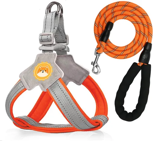 Vista 9 de Arnés para perro sin tirones con acolchado de malla transpirable, tiras reflectantes, diseño a prueba de escapes, ajuste rápido para entrenar