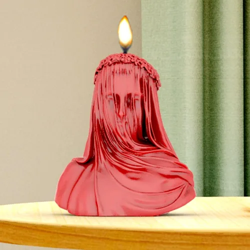 Vista 9 de Molde de vela velada para dama, busto femenino velado de silicona, busto velado para dama, busto de doncella velado, molde de estatua, molde