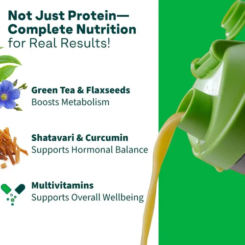 Vista 3 de OZiva Proteínas y hierbas, mujeres con multivitaminas, curcumina, shatavari, tulsi para mejorar el metabolismo, equilibrio hormonal y la piel, salud