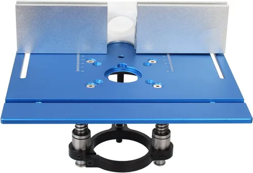Vista 3 de Placa de inserción de mesa de enrutador de aluminio KETIPED, Bancos de carpintería con placa de enrutador abatible con guía de goniómetro y valla