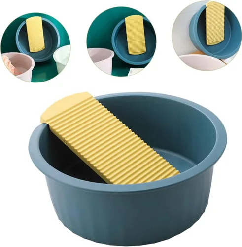 Vista 6 de Cubo grande para lavadero Clithes Scrub Basin Grey Juego de accesorios de baño Lavabo de plástico para lavar la ropa