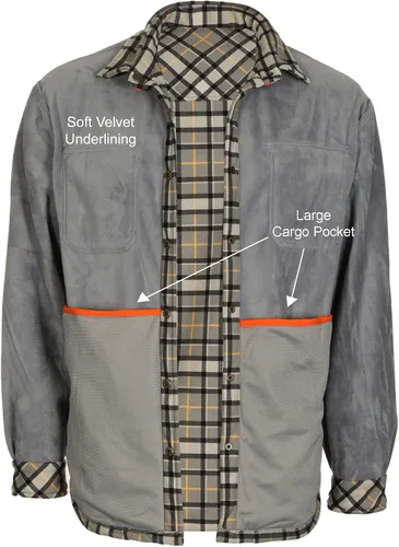 Vista 4 de Gioberti Chaqueta de franela a cuadros para hombre con forro de terciopelo