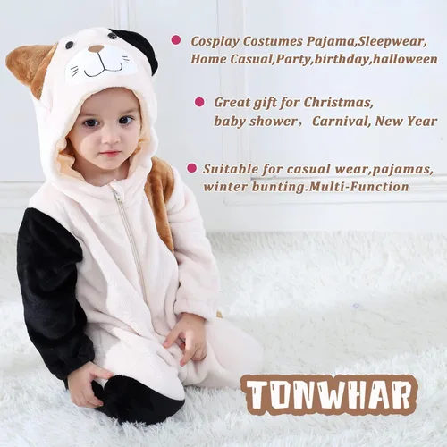 Vista 5 de TONWHAR Disfraz unisex de Halloween de animales para bebé y niño pequeño para otoño e invierno