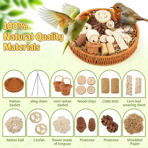 Vista 5 de Juguetes para pájaros Juguetes naturales para aves que forrajan