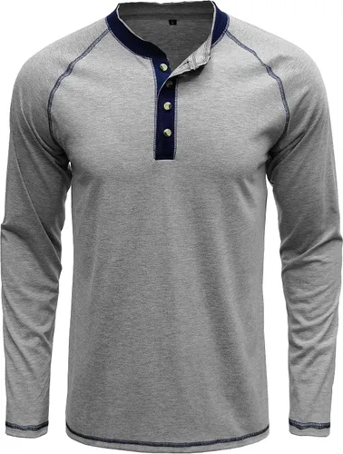 Vista 2 de Henley - Camisa de verano para hombre, de algodón, manga corta, con botones, estilo casual