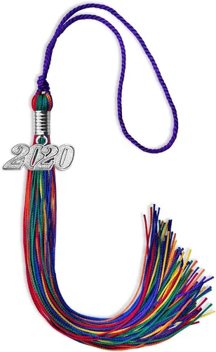 Vista 101 de Endea Graduation Borla de triple color con gota de fecha plateada (negro/dorado/granate, 2020)
