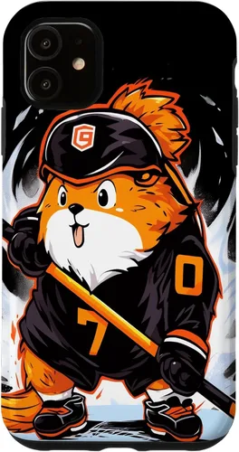 Vista 5 de iPhone 15 Guinea Pig Ice Hockey Player Hockey Stick Goalkeeper Case