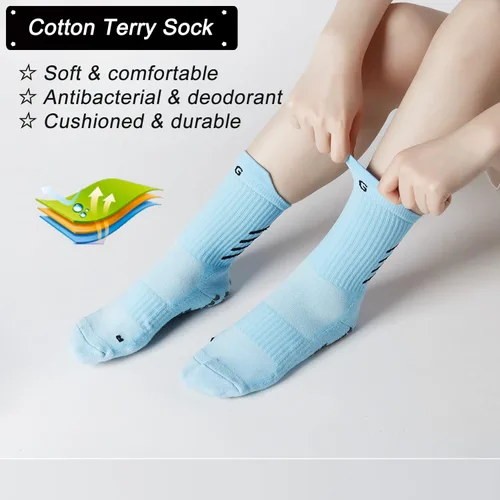 Vista 4 de Calcetines deportivos antideslizantes para hombres y mujeres, calcetines de fútbol con agarre, calcetines de entrenamiento deportivo, fútbol, yoga