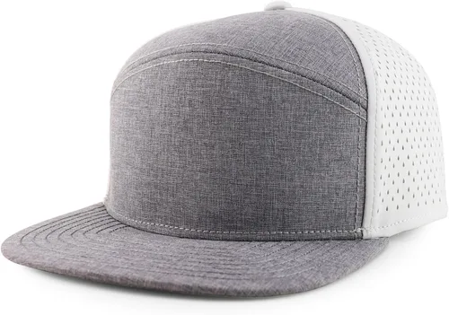 Vista 8 de Trendy Apparel Shop Oversize XXL 6 Panel Camper Style Performance Snapback Cap Azul marino y blanco