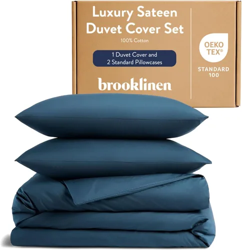 Vista 16 de Brooklinen Funda de edredón de satén de lujo de calidad hotelera, tamaño Abismo