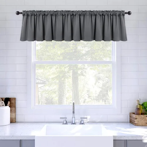 Vista 21 de MIULEE Cenefa opaca con bolsillo para cortinero, con aislamiento térmico, cortina corta para ventana pequeña y dormitorio, 42 x 18 pulgadas, 1 Beige