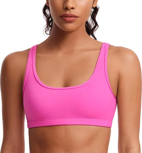 Vista 5 de CRZ YOGA Butterluxe - Mini brasier para mujer, cuello redondo, de bajo impacto, inalámbrico, deportivo, yoga, acolchado, para entrenamiento