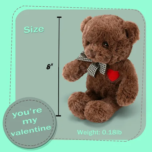 Vista 6 de Riuhot Oso de peluche pequeño con corazón, bonito oso de peluche blanco, oso suave, juguetes de peluche, regalos para novia, novio, niño