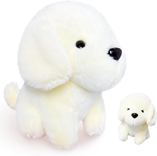 Vista 9 de Animales de peluche de perro marrón, juguetes de peluche Kawaii para niñas y niños, mini juguetes de peluche para perros, peluches lindos, animales