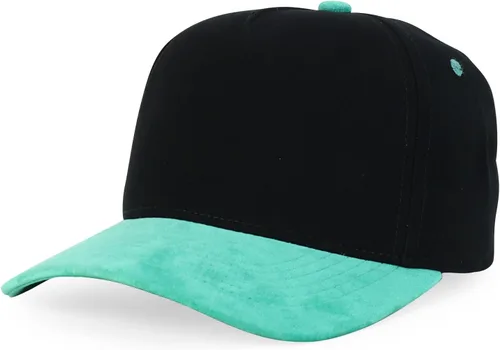 Vista 5 de Trendy Apparel Shop Gorra de béisbol combinada de 5 paneles de algodón y gamuza Piedra real