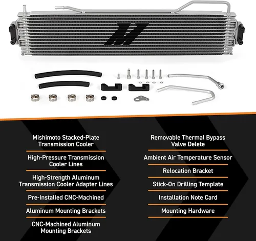 Vista 3 de Mishimoto MMTC-K2-14, enfriador de transmisión, compatible con Chevrolet Silverado, 2014-2018, plateado Enfriador de transmisión