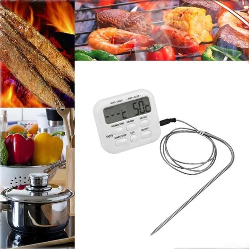 Vista 6 de Termómetro digital de alimentos con sonda para carne, barbacoa, horno y cocina: rango de -58.0 °F a 572.0 °F, interruptor Celsius/Fahrenheit, cable