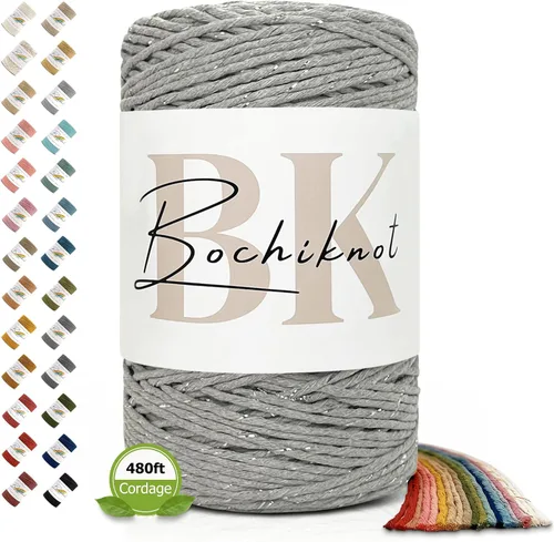 Vista 43 de BOCHIKNOT Cordón de macramé de 3 mm x 302 m - Cordón de macramé de hebra única para colgantes de pared, perchas de plantas - Cordón de macramé de 3