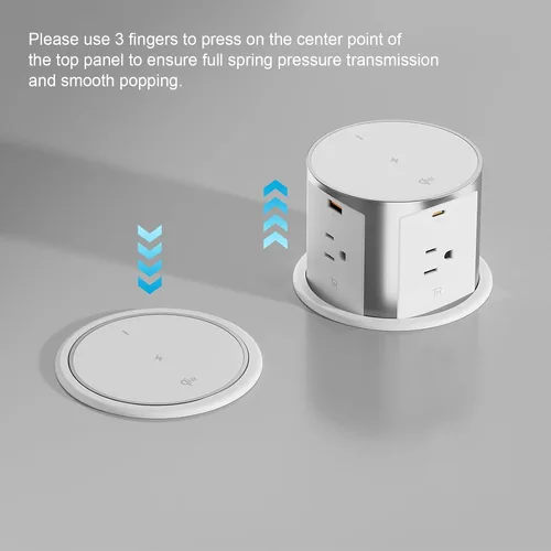 Vista 8 de ANNQUAN 4" Pop Up Outlet para Encimera Qi2 Cargador Inalámbrico 20W USB Blanco