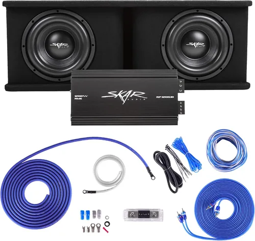 Vista 9 de Skar Audio Caja de subwoofer ventilada de la serie SDR con carga dual de 8 pulgadas y 1400 W SDR-2X8D4