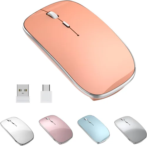 Vista 10 de Halpilt Ratón Inalámbrico Recargable Portátil Silencioso USB-A y Tipo C Modo Dual Ratón Inalámbrico 3 DPI Ajustables para Laptop, Mac, Android, PC