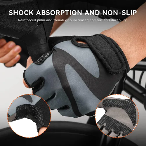 Vista 2 de OZERO Guantes de ciclismo para hombre Guantes de ciclismo transpirables de gel, guantes de montaña y carretera, guantes de bicicleta antideslizantes